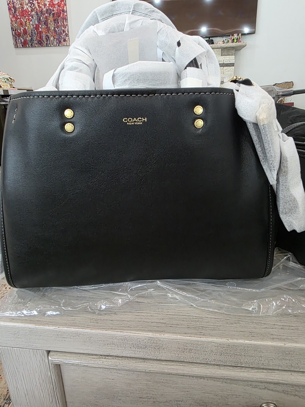 Coach Black Rogue 31 Leather Tote Bag with Gold Hardware